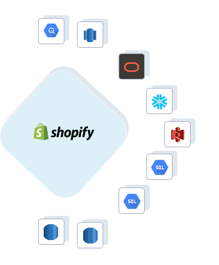 Shopify to Google BigQuery, Shopify to AWS Redshift, Shopify to ADW, Shopify to Snowflake, Shopify to Amazon S3, Shopify to GCP Mysql, Shopify to GCP Postgres, Shopify to RDS Postgres, Shopify to RDS MySQL